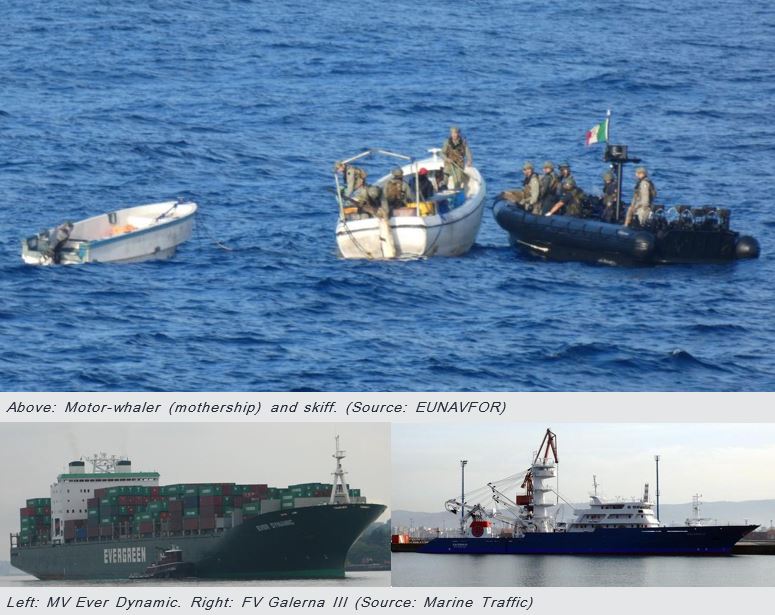 Boats involved in recent Somali pirate attacks.