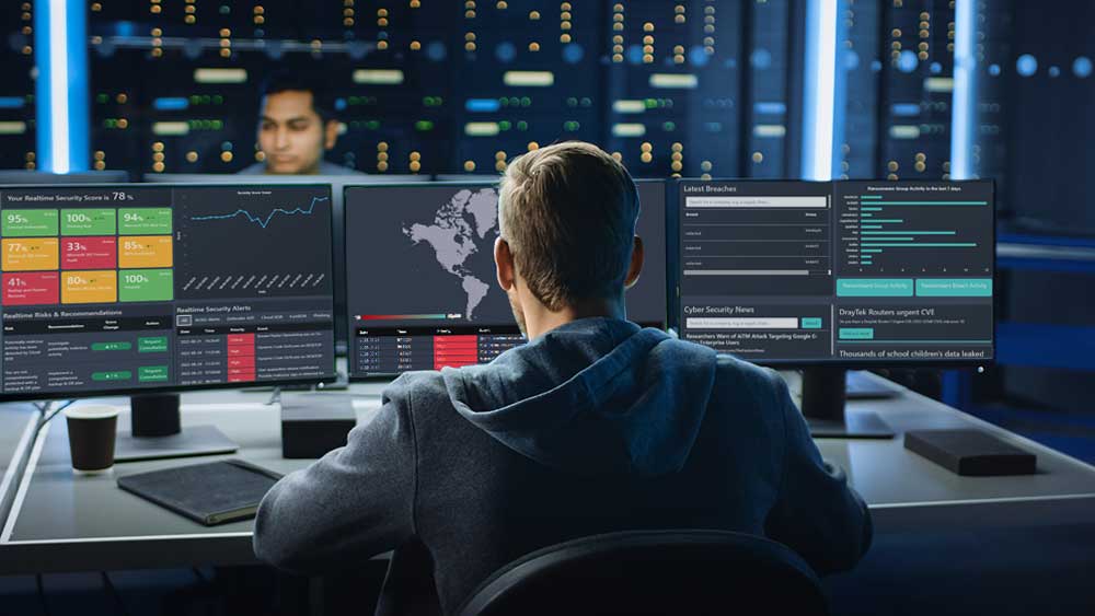 Man working at monitors