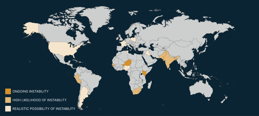 political instability tension map