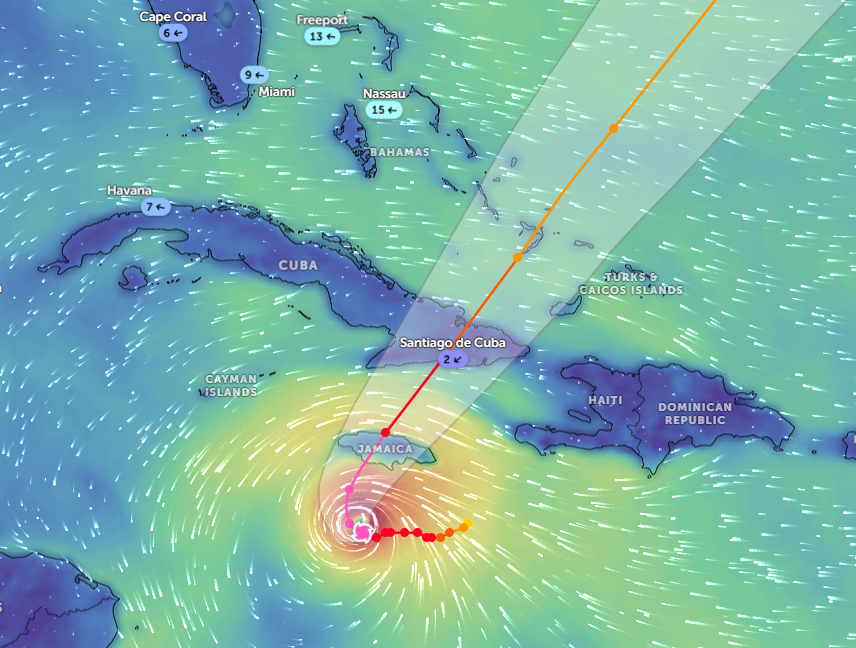 Map of Hurricane Melissa Path
