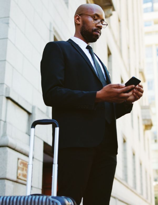 Business traveller in city