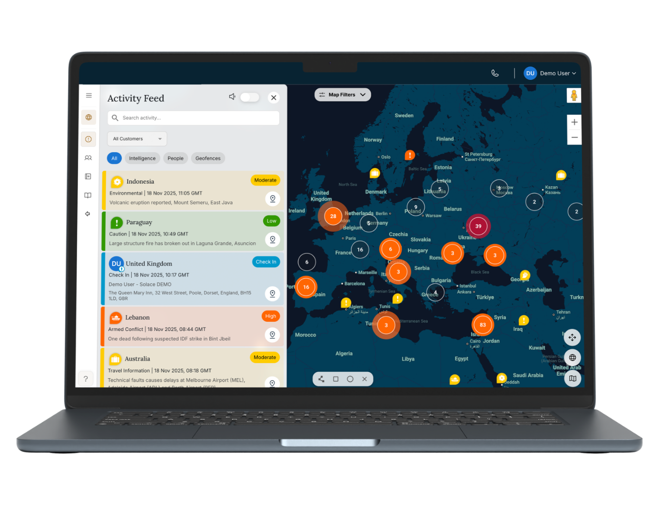 intelligence alerts and check ins